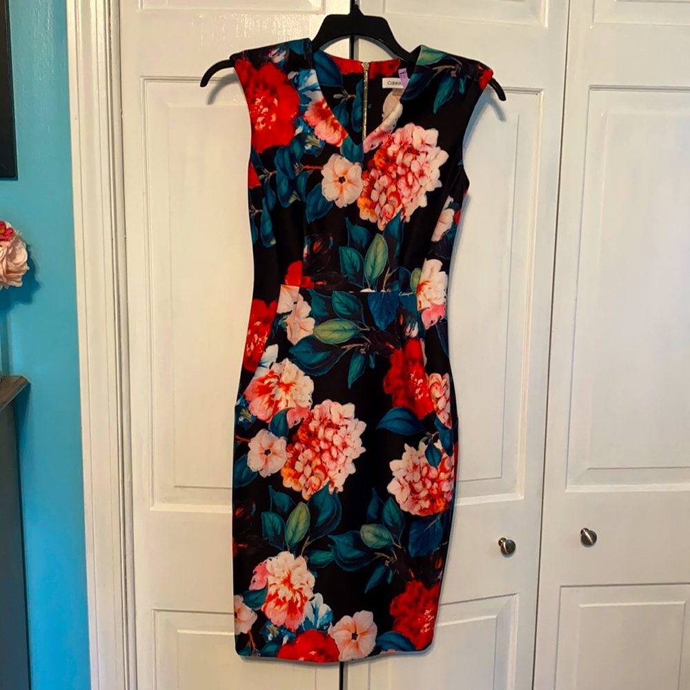 Calvin Klein Floral fitted dress